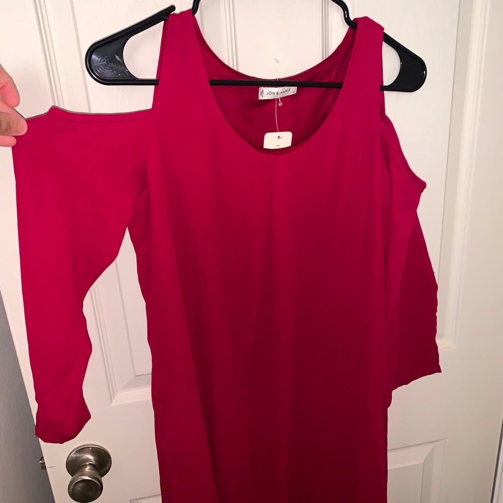 Red cold shoulder dress